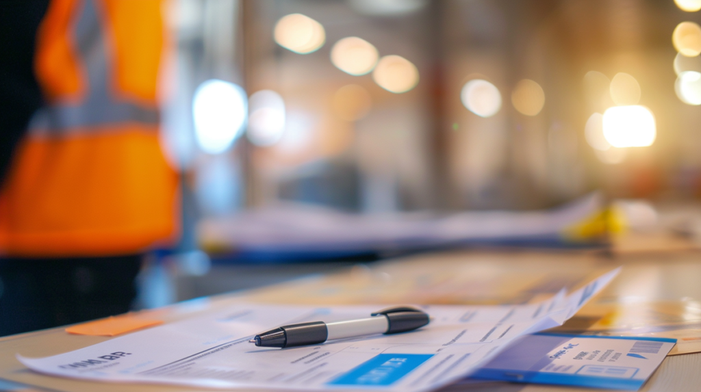 dokumenty BHP do podpisu na stole